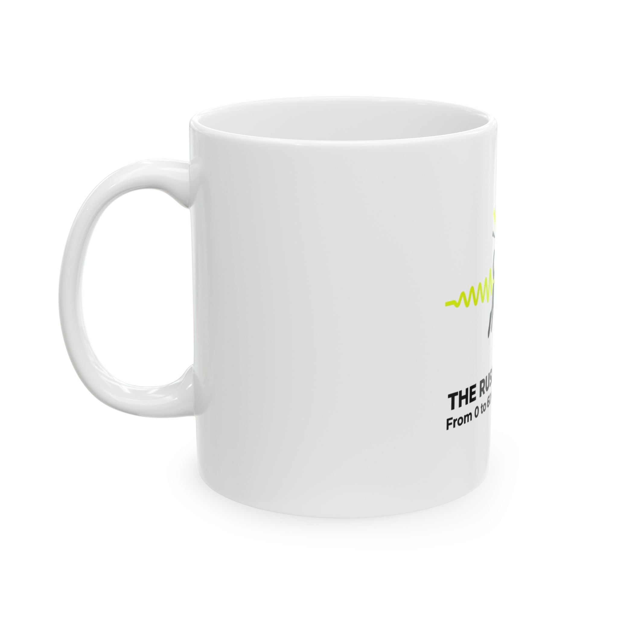 Jack Russell Heartbeat Mug — "The Russell Effect: From 0 to 60 mph in 0.4 seconds" Coffee Cup