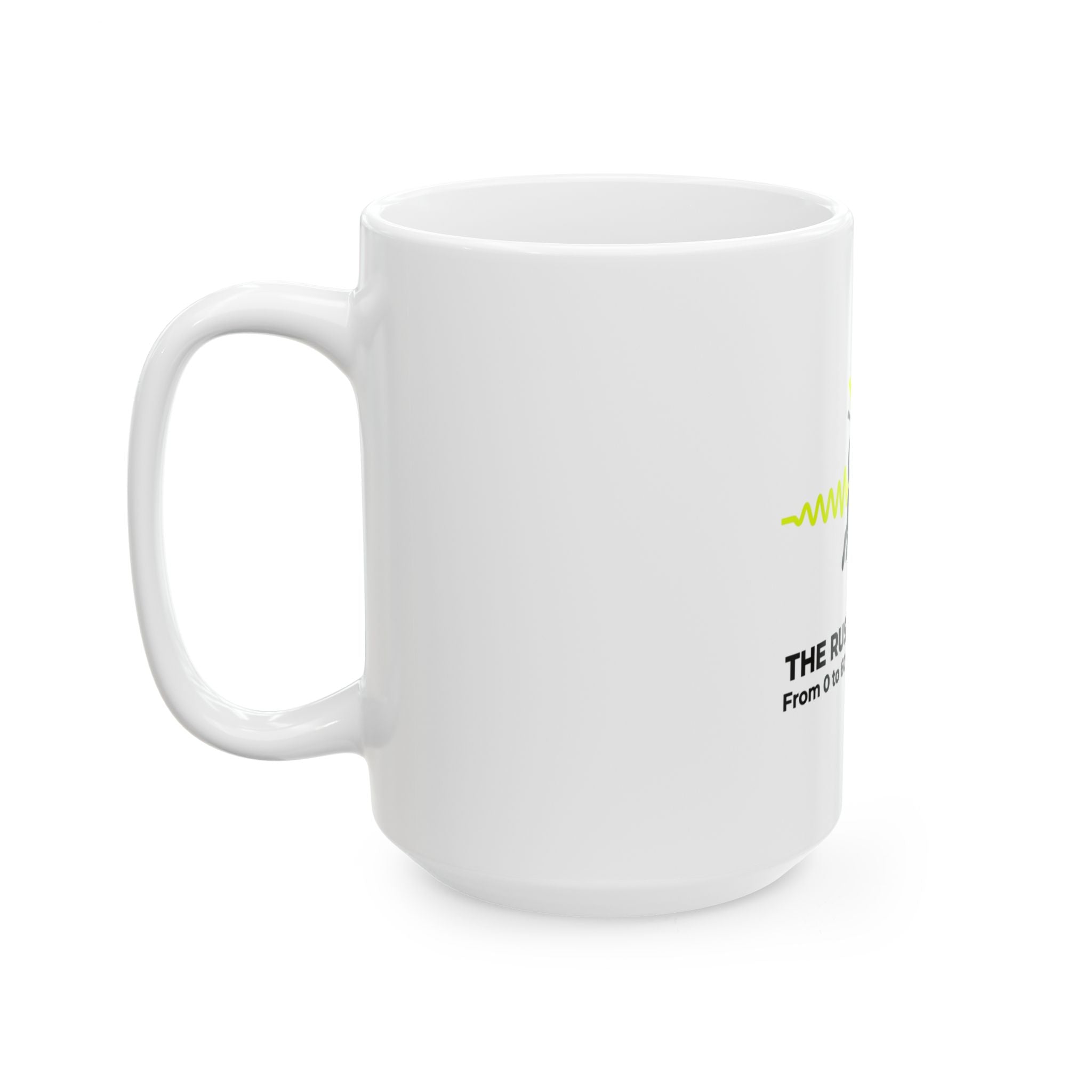 Jack Russell Heartbeat Mug — "The Russell Effect: From 0 to 60 mph in 0.4 seconds" Coffee Cup